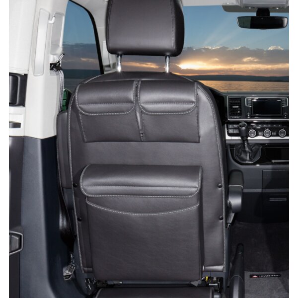 UTILITY sedile cabina guida  con MULTIBOX Maxi, VW T6.1/T6/T5  California Beach e Multivan,  Design "pelle Nero Titanio"