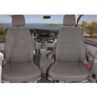 Second Skin coprisedili, per sedile cabina guida completo con airbag laterali, VW-T6.1/T6 Multivan e Beach, Design "Circuit Titanschwarz"