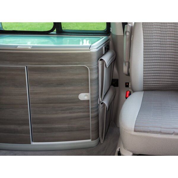 UTILITY Spülschrank seilich, hinter Fahrersitz, VW T6.1/T6/T5 California, Design "Leder Palladium"