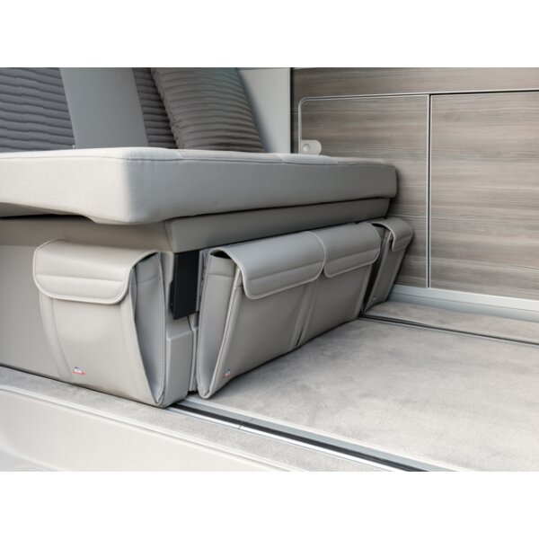 UTILITY per la panca letto lato dx, 1 tasca, identico a UTILITYper montante D posteriore destro, VW T6.1/T6/T5 California, Design "Pelle Palladium"