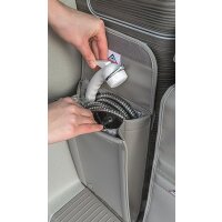 UTILITY Kleiderschrank Heck, ideal auch zur Aufbewahrung der Dusche, VW T6.1/T6/T5 California, Design "Leder Palladium"