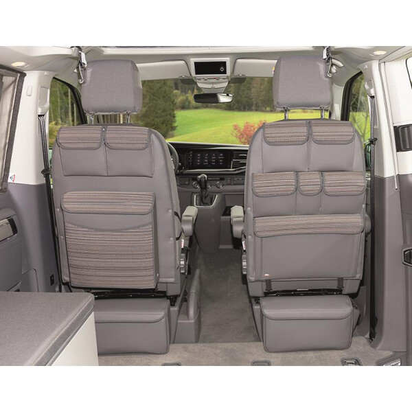UTILITY Rückenlehne Fahrer-/Beifahrersitz mit MULTIBOX Maxi, VW T6.1/T6/T5 California Beach, Design "Mixed Dots"