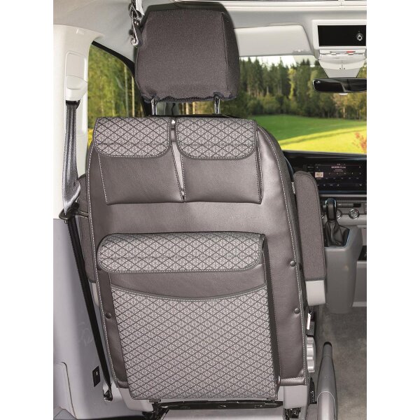 UTILITY sedile cabina guida  con MULTIBOX Maxi, VW T6.1/T6/T5 California Beach e Multivan, Design "Quadratic"