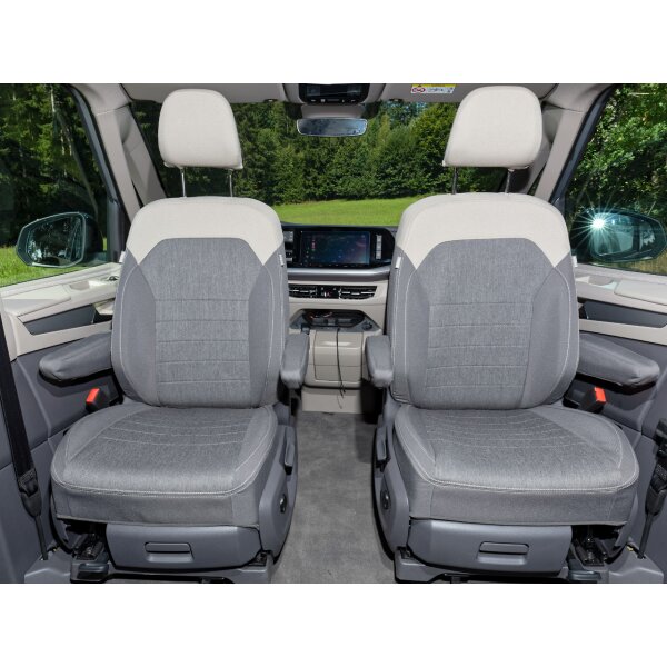 Second Skin ® Schonbezug FH-Sitze (nur für Drehsitze), ohne Kopfstützen, Design "Mèlange Raven/Sandwick", VW T7 California