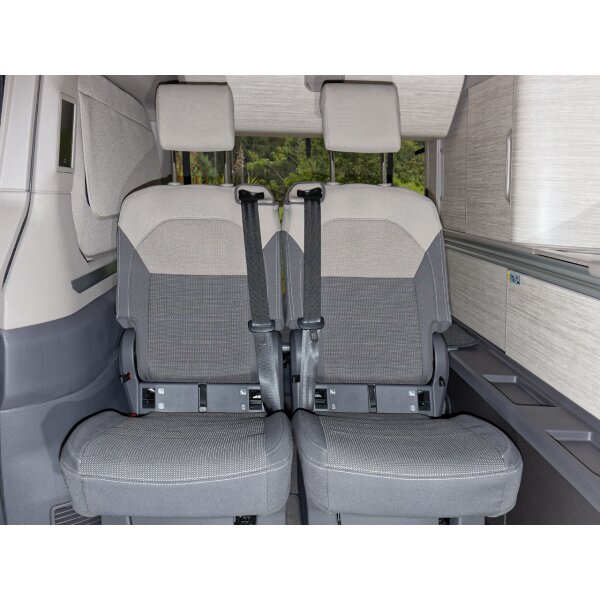 Second Skin ® Coprisedile per sedile letto destro, design "Ribella Sandwick/Raven", VW T7 California Ocean/Coast, Beach Tour/Camper