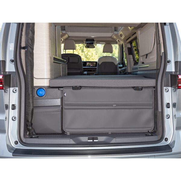 Armadio posteriore Utility, ideale per il tubo della doccia, design "Pelle Raven", VW T7 California Ocean / Coast