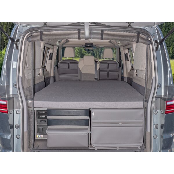 Lenzuolo con angoli iXTEND ® letto pieghevole originale, design "Single-Jersey", raven, VW T7 Beach Camper / Tour