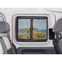 FLYOUT Schiebefenster in Schiebetür links mit U-Reiáverschluss Caddy 3/4