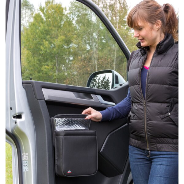 MULTIBOX - VW T6 fissare alla portiera destra della cabina guida - termica o come cestino, Design pelle Nero Titanio 